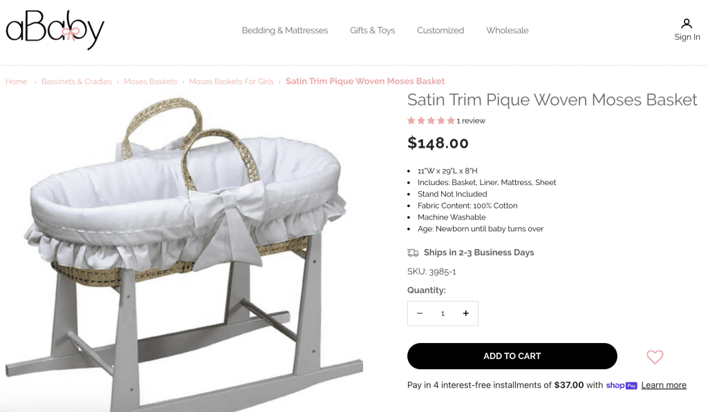 Ababy product page